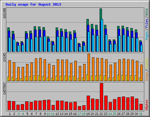 Daily usage for August 2013