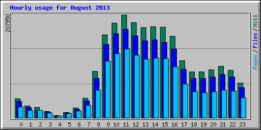 Hourly usage for August 2013